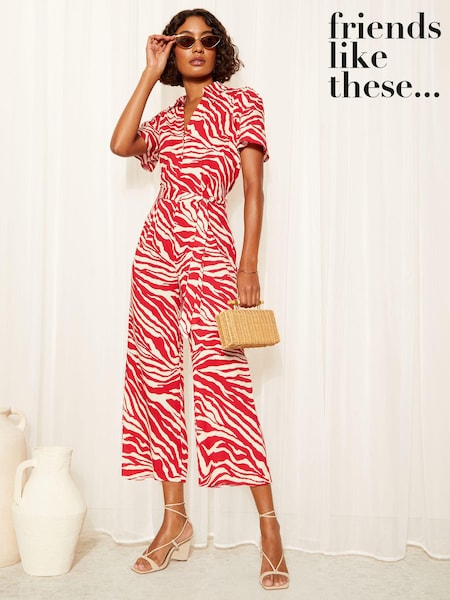 Friends Like These Collar Button Through Culotte Jumpsuit (B34004) | 171 LEI