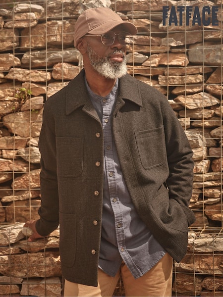 FatFace Dark Grey Wool Check Worker Jacket (B34100) | €79