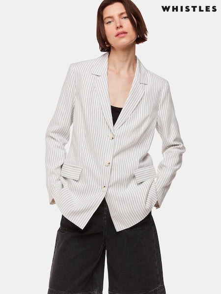 Whistles White Petite Stripe Luna Blazer (B34174) | €61