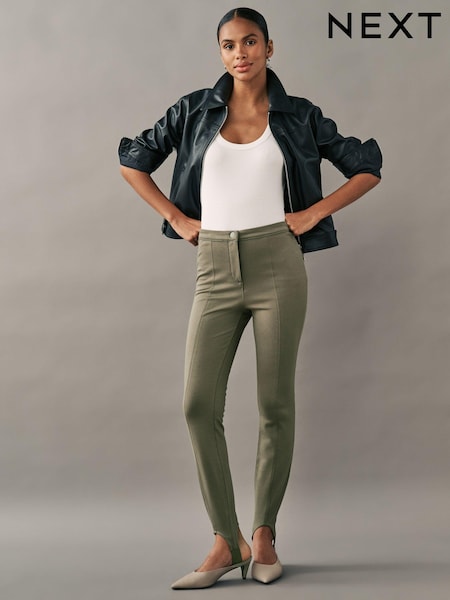 Khaki Green Ponte Stirrup Leggings (B34211) | €14