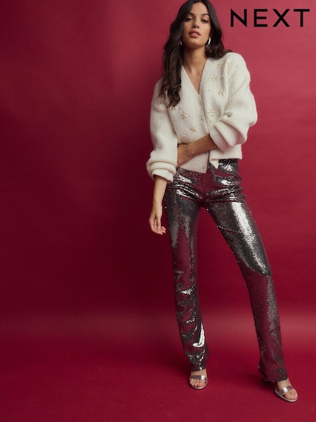 Pewter Grey Sequin Slim Trousers (B34223) | €11