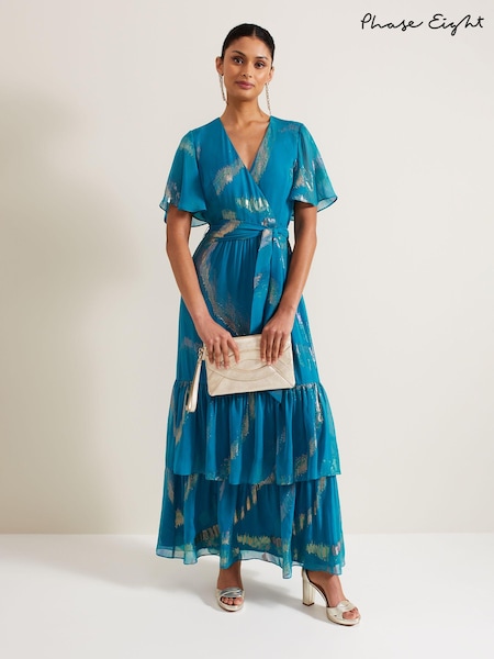 Phase Eight Blue Charissa Silk Maxi Dress (B34278) | 863 QAR
