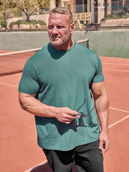BadRhino Big & Tall Green 100% Cotton Chest Stripe T-Shirt (B34452) | €27