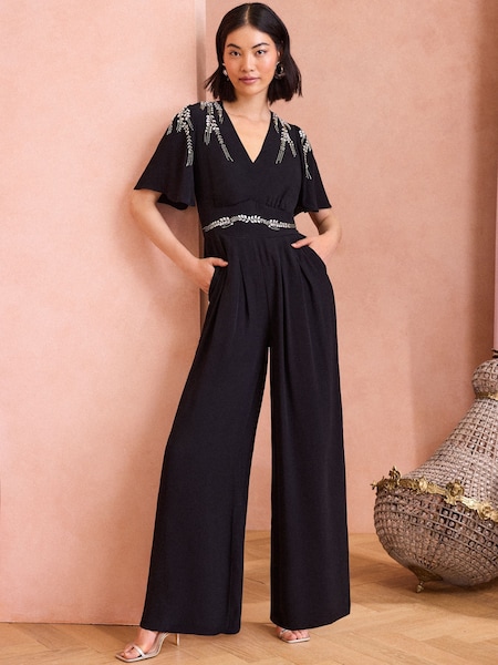 Love & Roses Embellished Angel Sleeve Wide Leg Jumpsuit (B34476) | 110 €