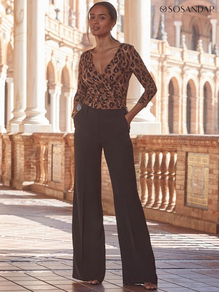 Sosandar Black High Waisted Wide Leg Trousers (B34531) | €69