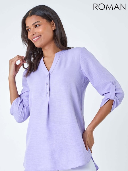 Roman Purple Longline Button Tunic Top (B34543) | €52