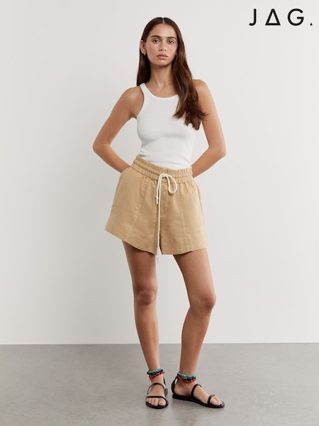 Natur - Jag Gigi Linen Pull On Shorts