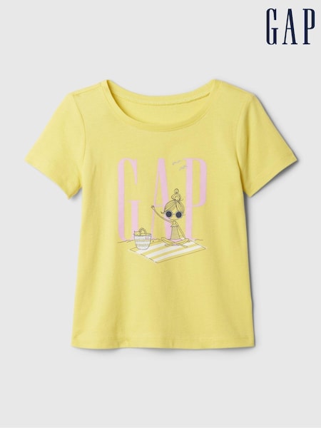 Gap Yellow Cotton Logo Graphic Short Sleeve Baby T-Shirt (Newborn-5yrs) (B34681) | €3.50