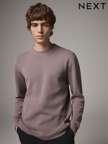 Лілово-фіолетовий - стандартний крий Cotton Rich круглий виріз джемпери (B34716) | 1 262 грн