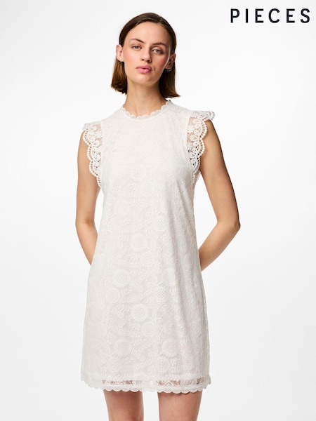 PIECES White Lace Detail Dress (B34776) | €22