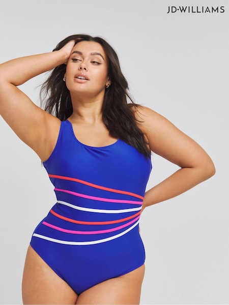 JD Williams Sports Colourblock Plunge Swimsuit (B34866) | 156 LEI