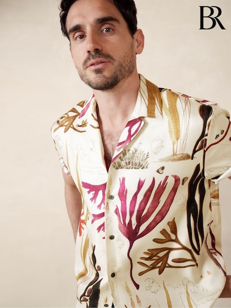Banana Republic Cream Lyam Silk Resort Shirt (B34884) | €56