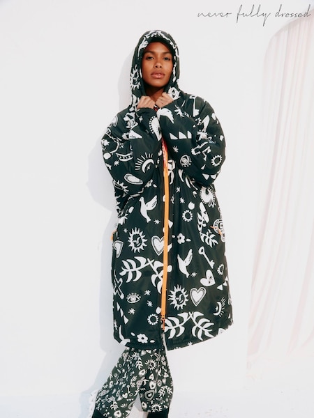 Charcoal Grey Hope Printti; kuvio - Never Fully Dressed Changing Robe With Borg Lining Coat (B34907) | €235