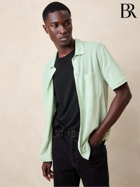 Banana Republic Green Linen Pique Resort Shirt (B35003) | €125