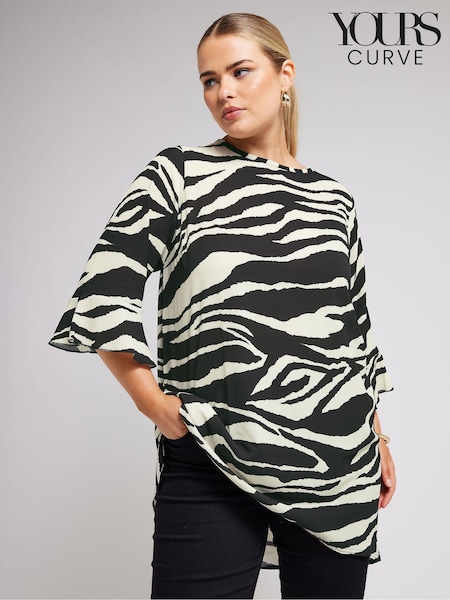 Yours Curve Cream/Black Zebra  Floral Print Tunic Top (B35008) | 178 QAR