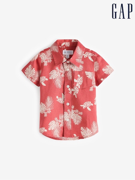 Gap Red Linen-Cotton Print Short Sleeve Baby Shirt (Newborn-5yrs) (B35011) | €13.50