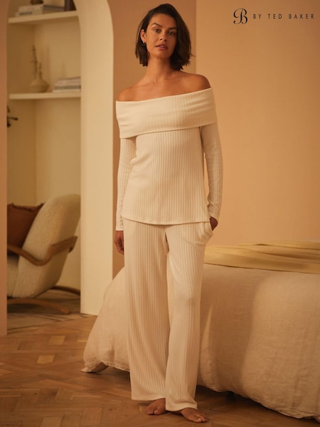 B by Ted Baker Ribbed Off The Shoulder Lounge Top (B35120) | ₪196