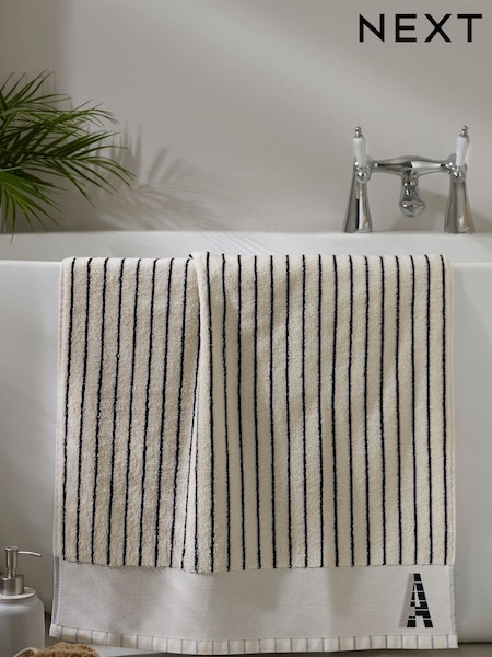 Natural Monogram Bath Towels with 100% Cotton (B35132) | AED83