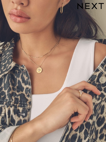 Gold Plated Sterling Silver Two Row Disc Necklace (B35157) | €80.50