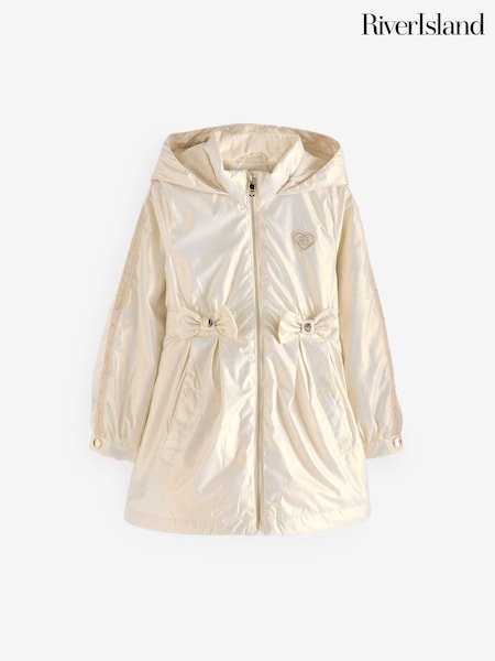 River Island Cream Girls Cinched Waist Raincoat (B35168) | €52