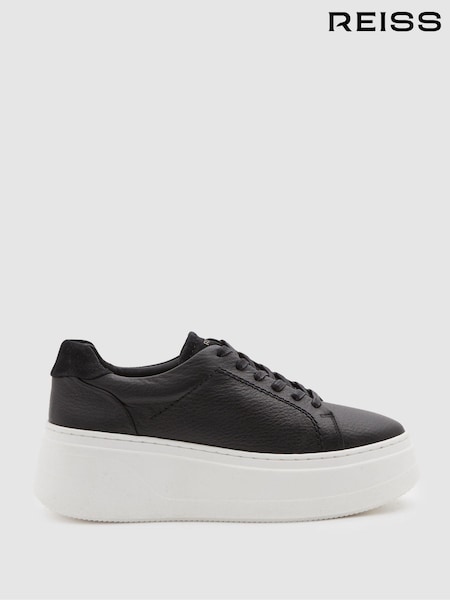 Reiss Black Connie Platform Leather Trainers (B35171) | €229