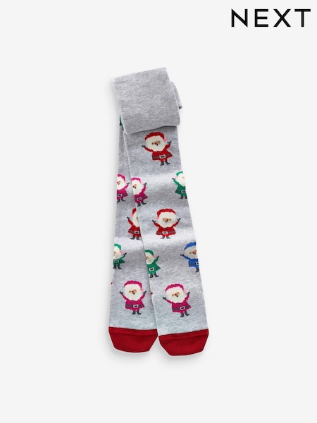 Grey Santa Cotton Rich Christmas Character Tights (B35220) | AED19 - AED23