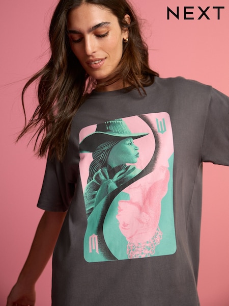 أسود - Wicked Card Graphic 100% Cotton T-Shirt (B35395) | ‏42 د.إ.‏