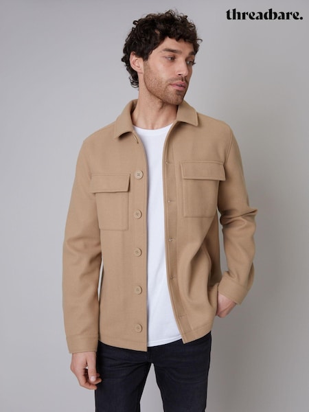 Threadbare Light Brown Button Down Collared Shacket (B35475) | €34