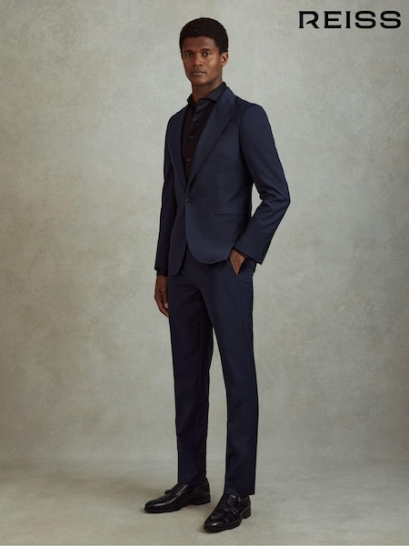 Reiss Bright Blue Destiny Wool Side Adjuster Slim Fit Trousers (B35520) | €258