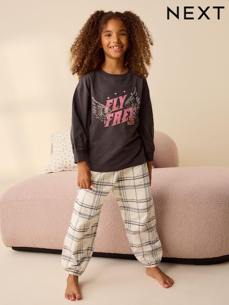 Charcoal Grey Woven Graphic 100% Cotton Pyjamas 1 Pack (3-16yrs) (B35525) | AED60 - AED78