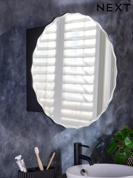 Clear Scalloped Round Mirrored Wall Cabinet (B35587) | BGN 263