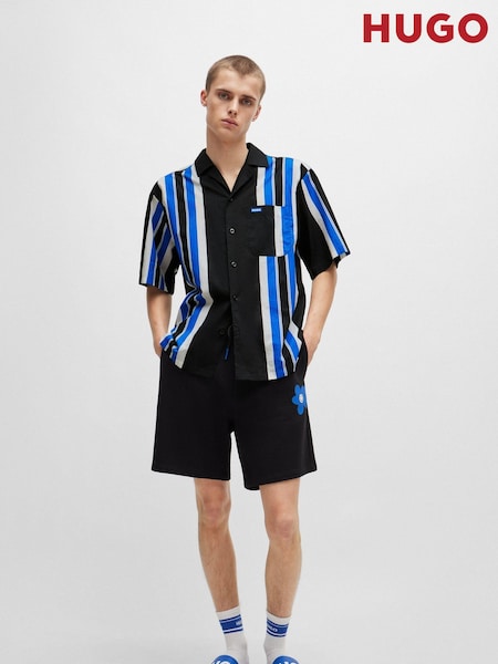 HUGO Blue Oversize Stripe Resort Shirt (B35634) | €51