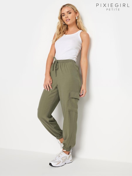 PixieGirl Petite Khaki Green Utility Cargo Trousers (B35655) | ₪156