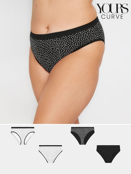 Musta - Yours Curve Leopard Printti; kuvio High Leg Knickers 5 Pack (B35735) | €30