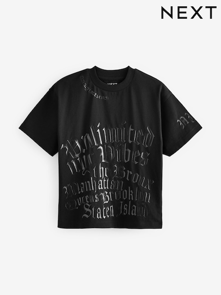 Black Unlimited Relaxed Fit Short Sleeve Graphic 100% Cotton T-Shirt (3-16yrs) (B35896) | €7 - €10