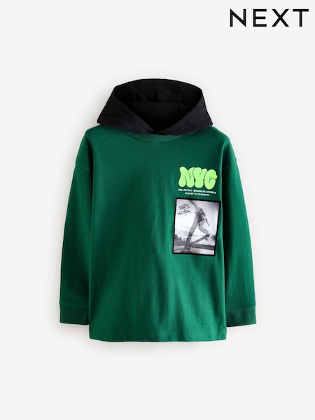 أخضر - Hooded Long Sleeve Skate 100% Cotton T-Shirt (3-16yrs) (B35919) | ‏49 د.إ.‏ - ‏ 60‏ د.إ.