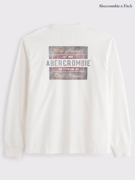 White - Abercrombie & Fitch Trend Logo Long Sleeve T-shirt