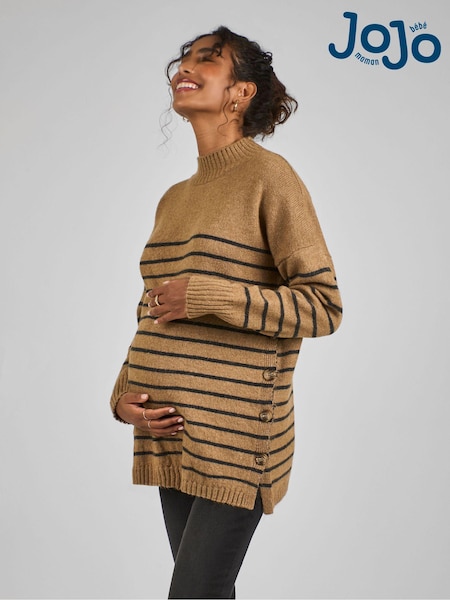 Jojo Maman Bébé Stripe Turtle Neck Maternity & Nursing Jumper (B35961) | €64