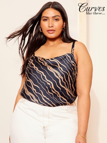 Curves Like These Navy Blue Cowl Neck Cami (B36004) | € 11