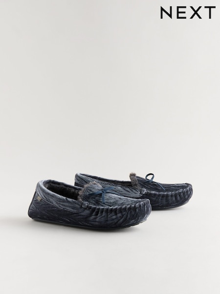 Velvet Moccasin Faux Fur Lined Slippers (B36032) | ‏72 ر.س.‏