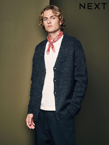 V barvi oglja - Relaxed Fit Fluffy Textured Cardigan (B36145) | € 25