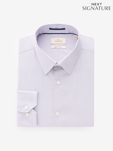 Lilac Texture Regular Fit Textured Signature 100% Egyptian Cotton Long Sleeve Single Cuff Shirt (B36153) | kr730