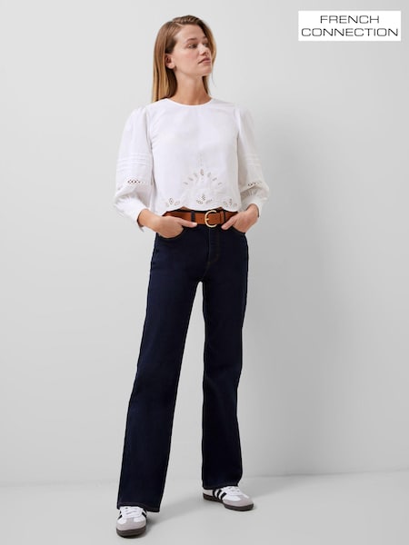 French Connection White Alissa Broiderie 100% Cotton Top (B36157) | 4,146 UAH