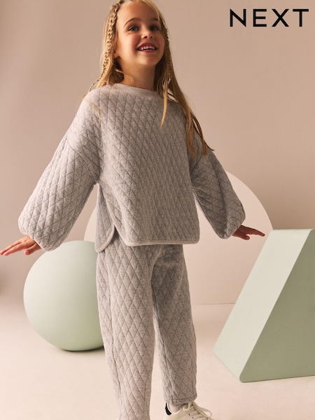 Grey Quilted Sweatshirt And Joggers Set (3-16yrs) (B36192) | €14 - €17.50