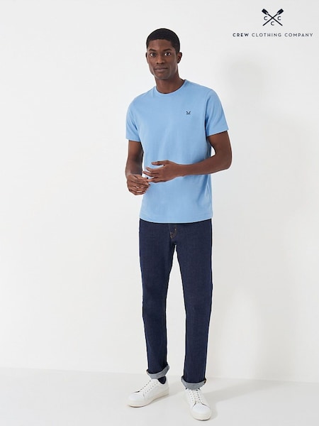 Crew Clothing Sky Blue Plain 100% Cotton Classic T-Shirt (B36246) | AED146