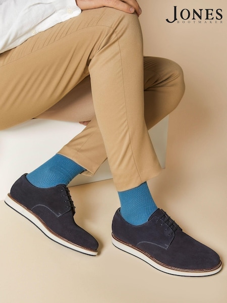 Jones Bootmaker Blue Lowen2 Suede Casual Lace-Up Shoes (B36279) | €63