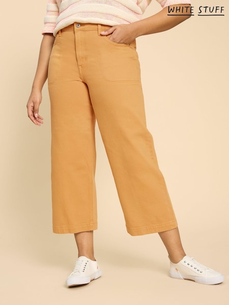 White Stuff Yellow Tia Wide Leg Crop Jeans (B36329) | OMR17