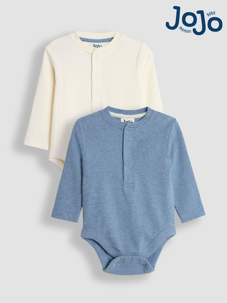 JoJo Maman Bébé Blue Ribbed Bodies 2 Pack (B36334) | CA$63