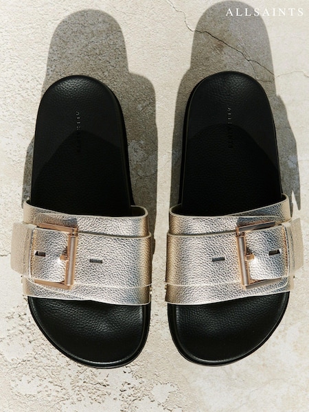 AllSaints Gold Ellie Stud Sliders (B36354) | €89