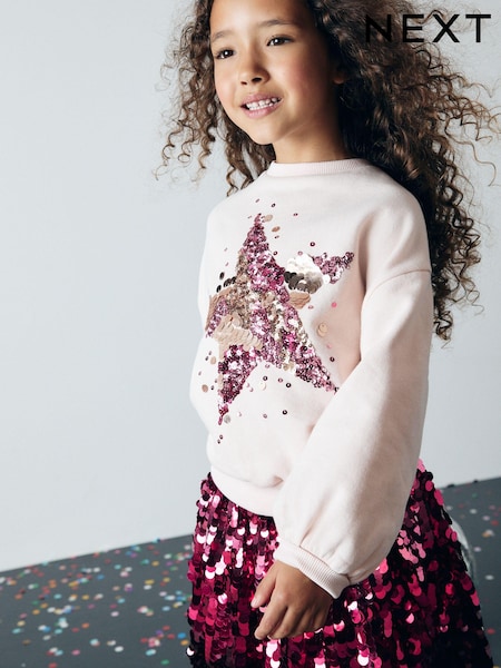 Pretty Pink Sequin Star Sweatshirt (3-16yrs) (B36467) | €12 - €17